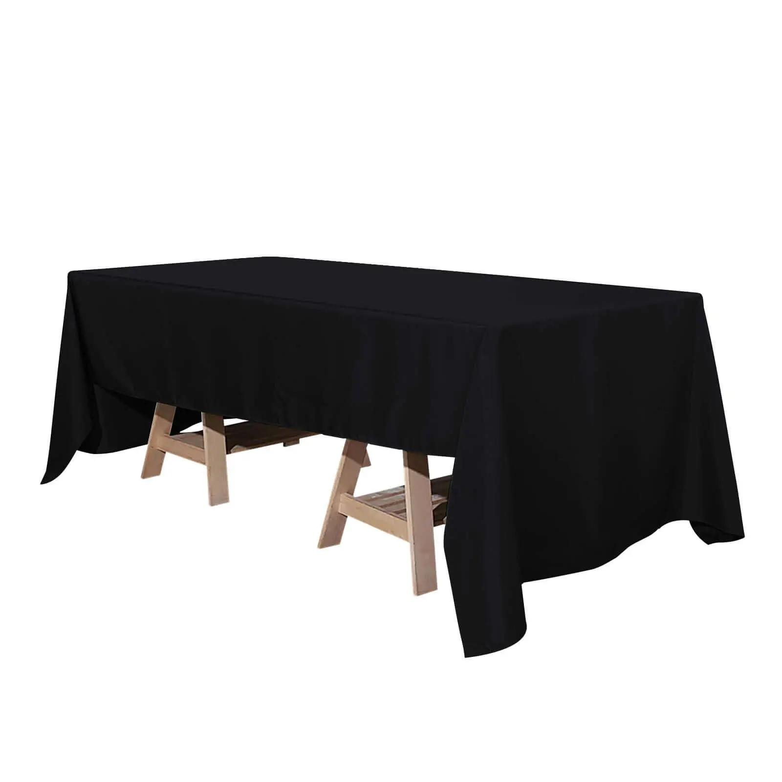 Premium Black Solid Polyester Rectangle Tablecloth - 60"x126", 220GSM, Stain-Resistant, Washable, Low-Iron, Dry-Fast, Smooth Finish, Wedding, Household Kitchen Linen, Hangable, Machine Washable