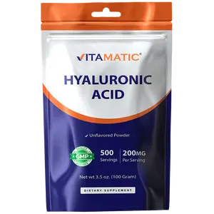 Vitamatic Hyaluronic Acid Powder - 200mg, 100g Healthcare Optimum Supplement for Healthy Connective Tissue, Joint Support, and Youthful Skin