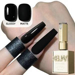 XEIJAYI Pure Black UV/LED Gel Nail Polish M050 15ml High Pigmentation Glossy Matte Finish Easy Soak-Off Professional for Salon Home Use