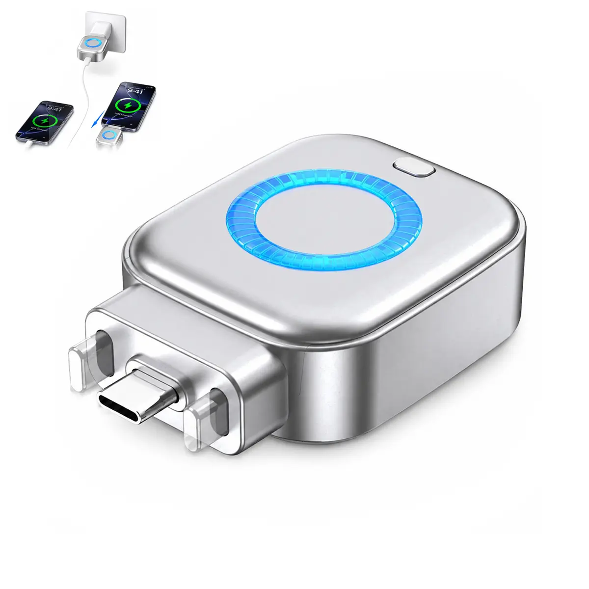 140W Max All Type-C Physical-Disconnect Portable Battery Guard - Compact Automatic Eject Fast Charging Device with Smart Stop Protection, Anti-Overcharge for Mobile Phones Laptops, Power Adapter Accessory, Ambient Light