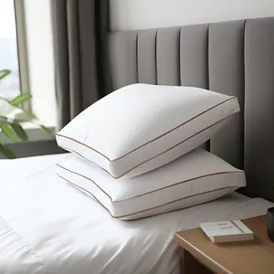 Goose Down Pillows Queen Size Set of 2, 100% Cotton Pillow Cover Down proof Down Feather Pillows for Sleeping, Luxury Hotel Collected Bedding Quilted Pillows, Gusseted, 2 Count