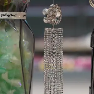 124 Silver Crystal Flower Tassel Charm – Luxury Heavy Beaded Pendant for DIY Jewelry