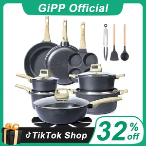 [Official] GiPP 22 PCS Pots and Pans Set Non Stick - Nonstick Cookware Set, Non-Toxic Healthy Kitchen Cooking Set w/Frying Pans Set,PFAS PTFE PFOA PFOS Free, TikTok Shop Deal, SpringTok