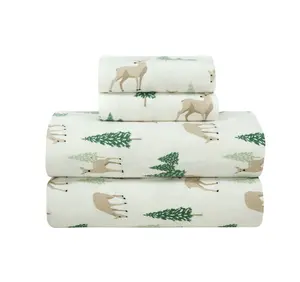 Peace Full Deer Flannel Adult Sheet Set - Queen Size, 4-Piece