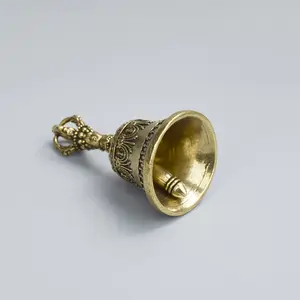 One Carved Bronze Bell |   Hand-Held Shaker with Clapping Handle, Style Craftsmanship, Soothing Sounds for Healing, Ideal for Church, Weddings, Schools, and Festive Occasions