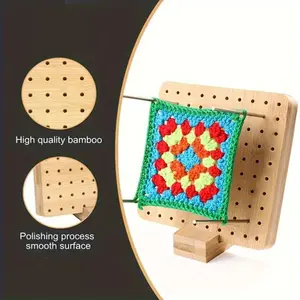 Bamboo Blocking Board for Knitting and Crochet Granny Square Crochet - 1 Piece Handmade Crafts Shaping Tool with Metal Pins