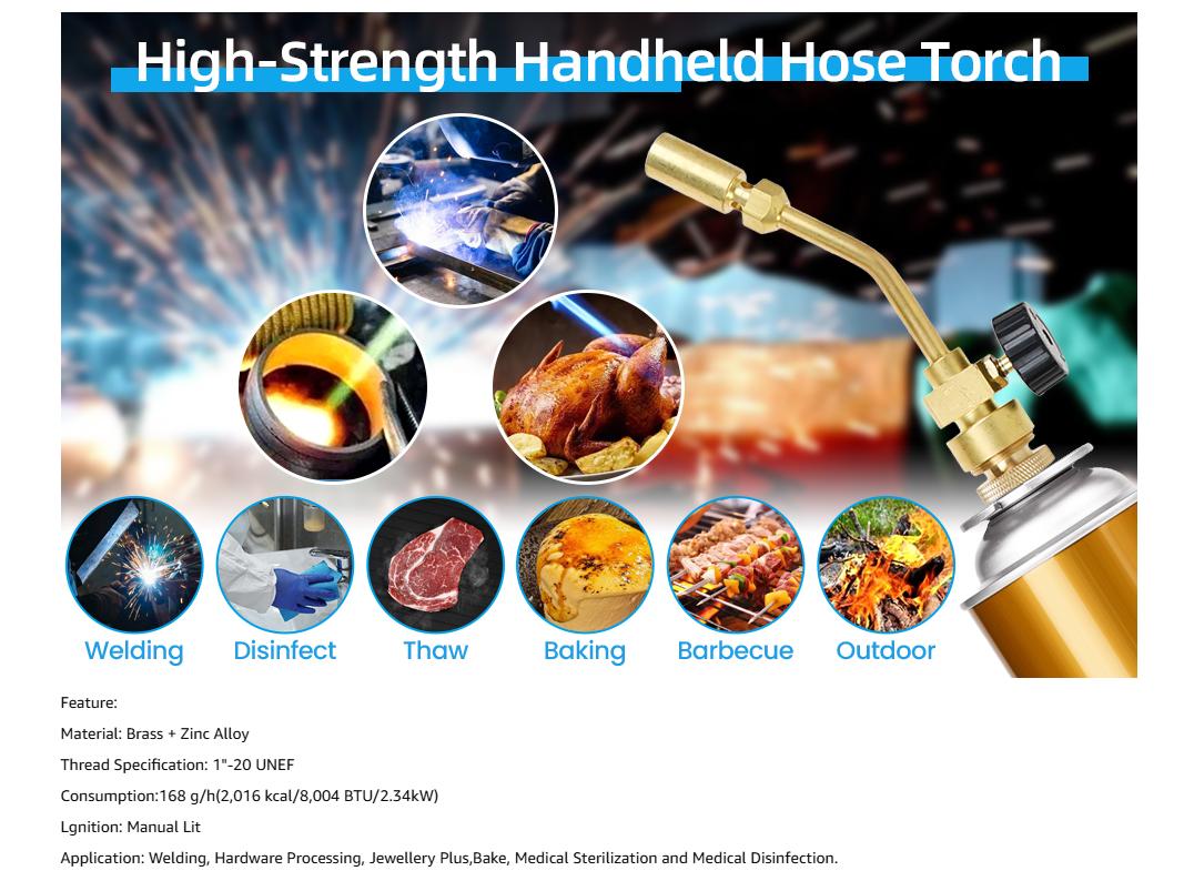 Propane Torch with 5FT Extension Hose Kit – Heavy Duty Mapp Gas Braze Soldering Torch for 20lb Tank – Perfect for Camping, BBQ & Welding