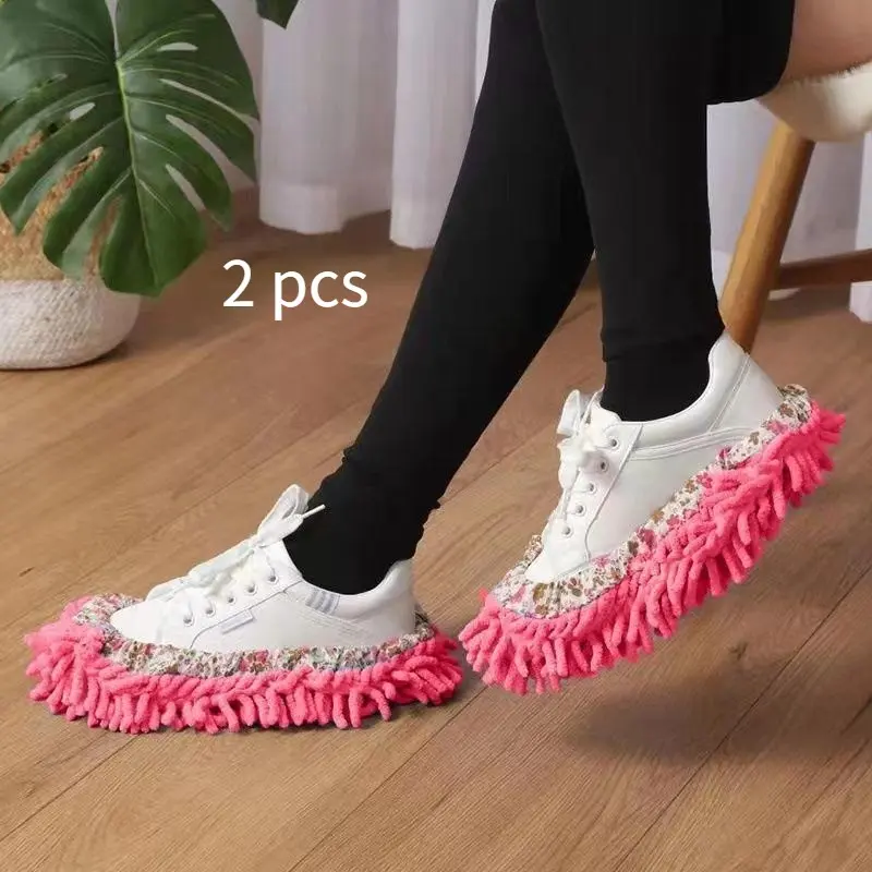 2pcs Multifunctional Microfiber Mop Slippers for Effortless Floor Cleaning Flat Mops Floor Cleaning Tool