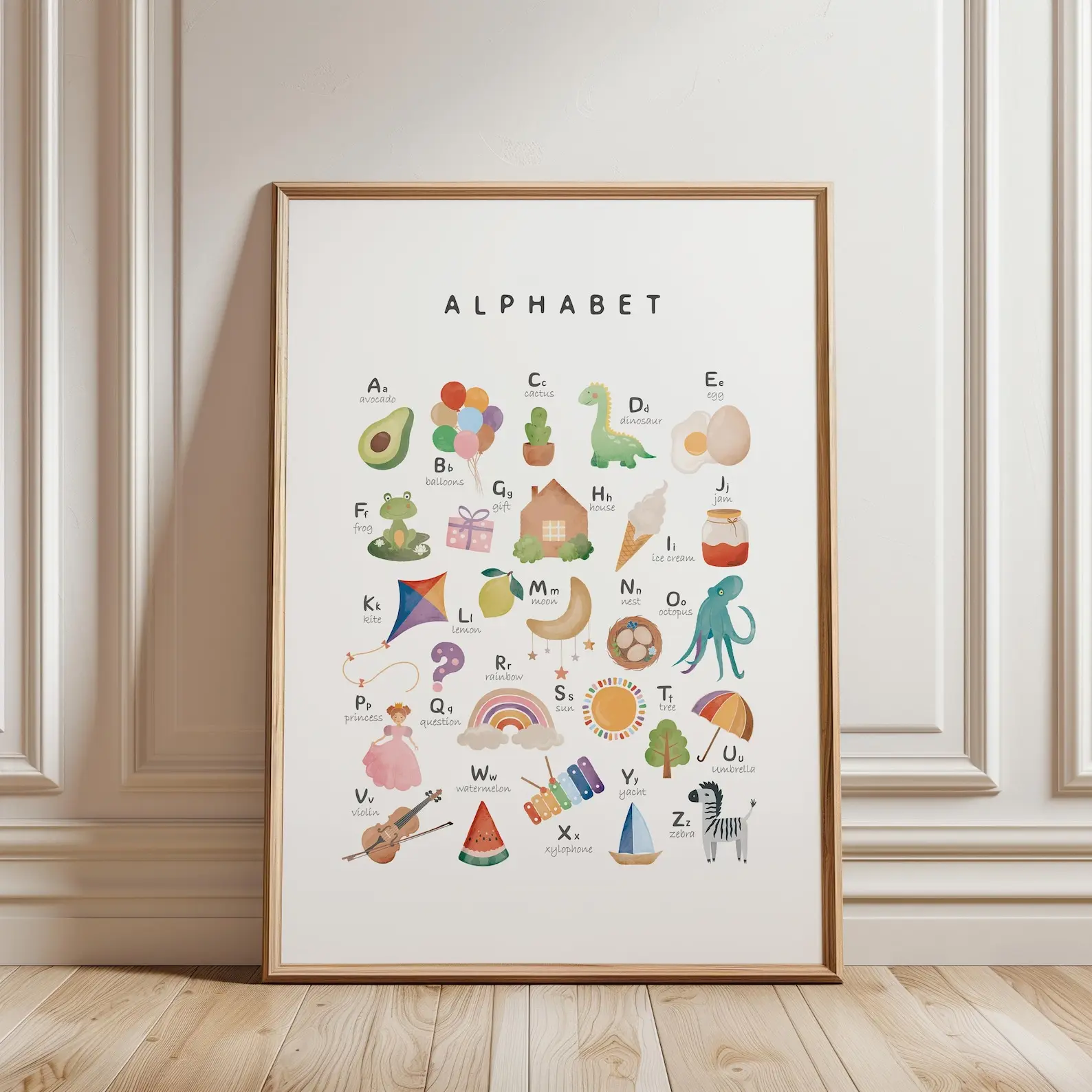 Rainbow Alphabet Poster, Nursery ABC Print, Rainbow Playroom Decor, Boho Alphabet Poster, Educational Poster, Homeschool