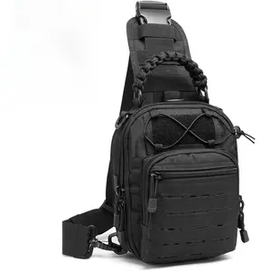 Tactical Compact Concealed Carry Sling Bag Cut Molle Pistol Holster EDC Single Shoulder Chest Backpack Pack outdoor bag backpack Adjustable Crossbody, Minimalist Shoulder Bag, Multifunctional Portable Bag