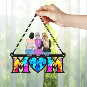 Custom Family Name Suncatcher, Custom Dad, Mum & Daughter, Grandma, Grandpa, Father's Day Gift, Personalized Window Hanging Suncatcher Ornament, , Custom Family Name Suncatcher, Window Hanging Home Decor, Friendship keepsake, Mom Gift, Birthday Gift