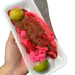 Mexican Turron Bundle– Original Turron from Guadalajara Includes 3oz Turron, 4 Tajin Packets (or 2 tajin bottles), 1 Chilitoloco Chamoy Packets, and 2 limon 7 packets Sweet and Tangy Nougat- Pink Turron candy