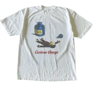 Curious George Ether Graphic T-Shirt, Vintage Cartoon Monkey Tee, Funny Retro Y2K Unisex Streetwear Cotton Shirt