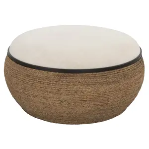 Island Straw Storage Ottoman / Coffee Table