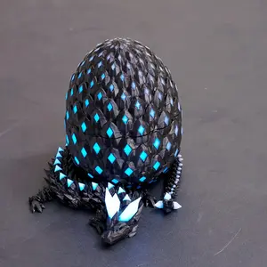 3D Printed Dragon Egg with Flexible Jointed Dragon - Random Scales, Durable Plastic Collectible Figure for Home/Office/Car Decor, Indoor/Outdoor Use, Surprise Gift for Fantasy Lovers (Halloween, Birthday, Christmas) - Dragon Figurine wi
