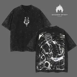 Grimmjow Jaegerjaquez - Bleach Anime Double Printed Vintage Washed Tee Unisex Oversize Anime Manga Washed Heavyweight Cotton T-shirt, Gift For Anime Fan, Anime Lover vintage t-shirt casual menswear style top
