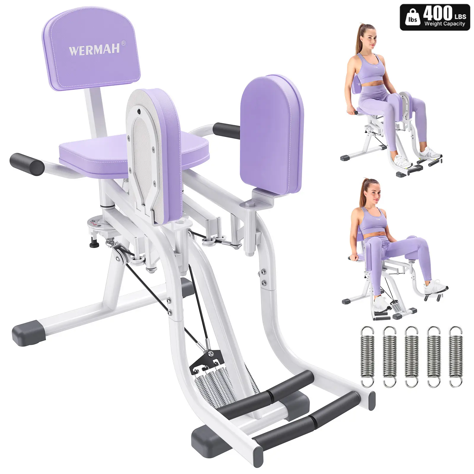 WERMAH 2-in-1 Thigh & Glute Trainer - Adjustable Hip Adductor Machine, Workout Equipment, Home Gym Equipment for Lower Body Exercise, Glute & Thigh Training, At-Home Use