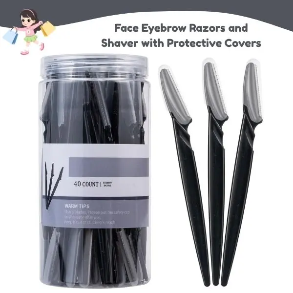 40pcs Dermaplaning Tools for Women – Facial Hair & Peach Fuzz Remover, Newbie Friendly Face & Eyebrow Razor Shavers with Protective Covers, Black