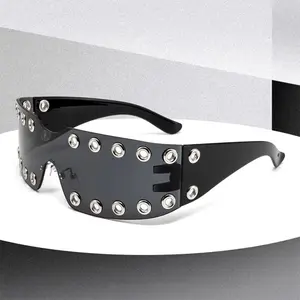 Rimless Rhinestone Sunglasses Women 2025 Luxury Diamond Punk Shield Wrap Sun Glasses Unisex Modern Sleek Design