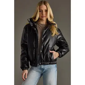 Black Cropped Puffer Jacket