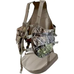 Camouflage Hunting Vest with Detachable Seat Pad, Lightweight Water-Resistant Game Vest for Turkey Dove Upland Bird Hunting, Adjustable Shoulder Straps, Multiple Pockets for Ammo Calls Gear, Outdoor Tactical Vest for Men Women