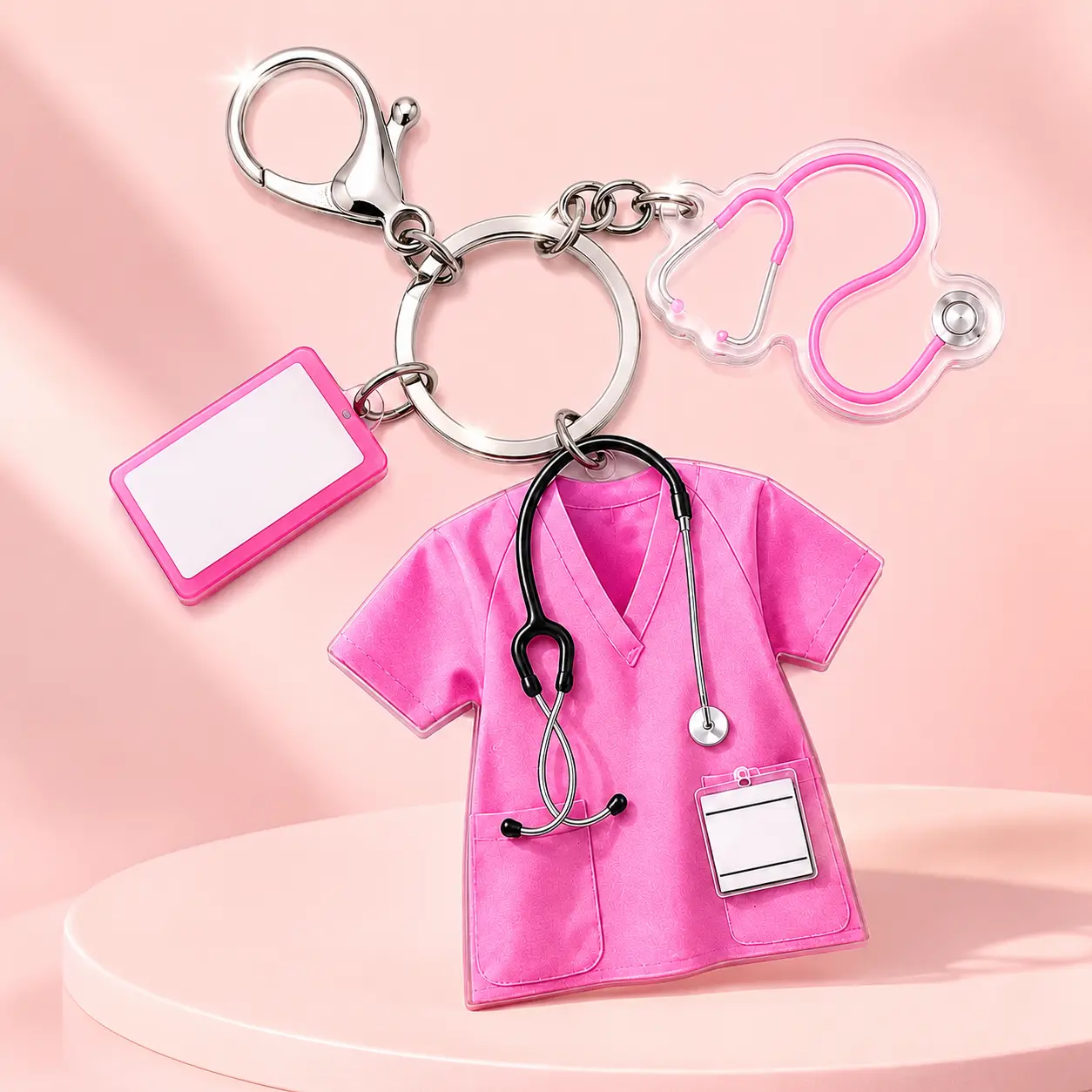 Cute nurse uniform-shaped keychain, made of 2D acrylic, a badge of brave nurses, the ideal gift to express gratitude or give to nurse friends.