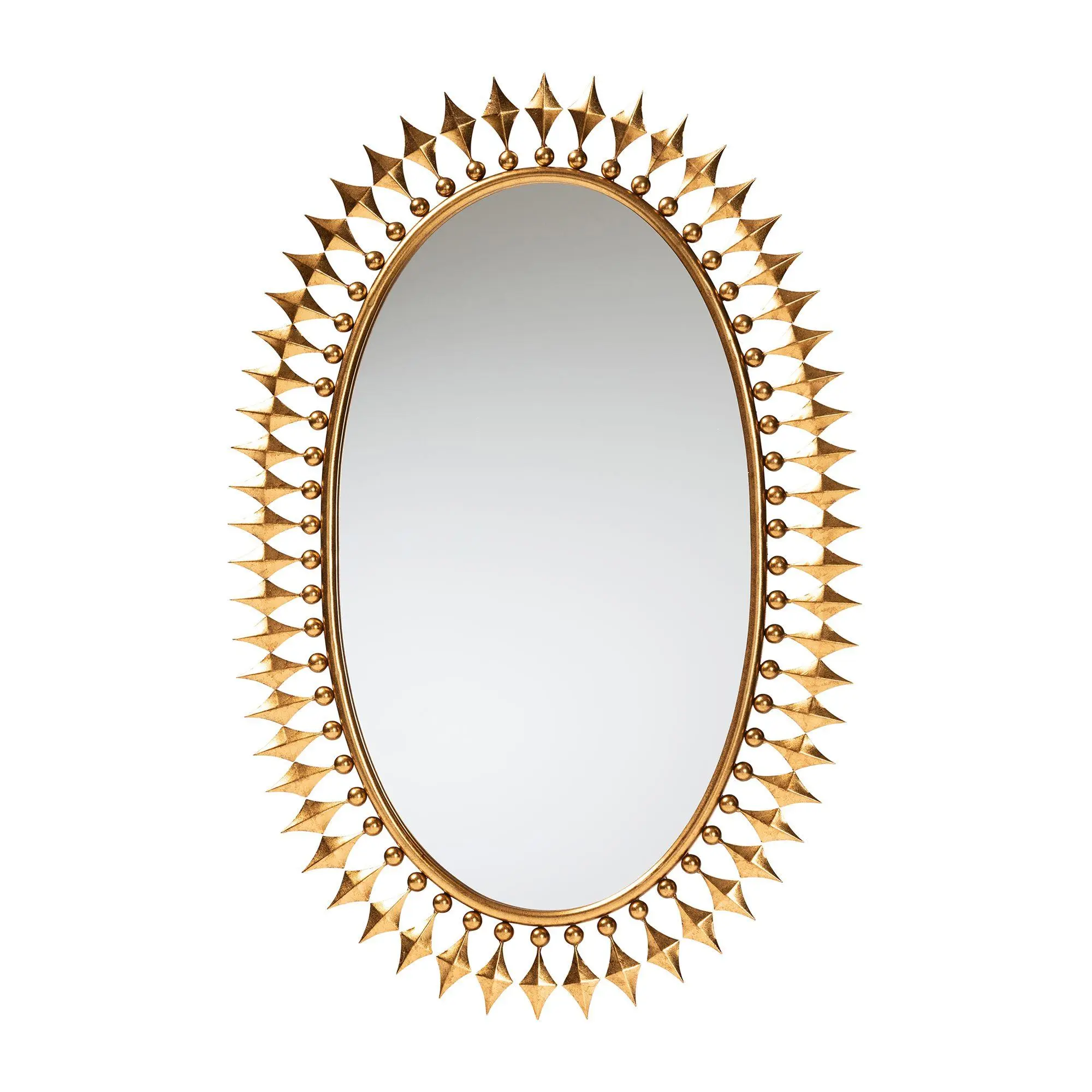 Baxton Studio Rogier Antique Goldleaf Metal Accent Wall Mirror