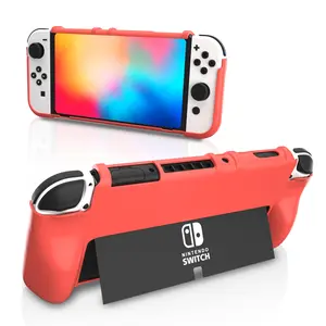 Switch OLED Case Red, Flexible and Comfortable Switch OLED Protective Cover Case, Switch OLED Dockable Case