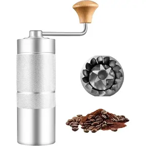 M6 Manual Coffee Grinder,Conical Hexagonal Burr & Double Bearings for Smooth Grinding,Portable Mini Hand Coffee Grinder for Espresso Pour Over French Press at Home or Camping Travling