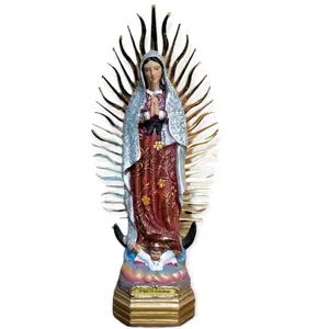 Virgen De Guadalupe 8" inches Tall Sikvwr Glitter Estatua Our Lady Guadalupe Brand New