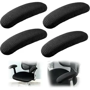 2 Pairs Stretchable Black Office Chair Armrest Covers, Desk Seat Hand Rest Protector for Office Chairs