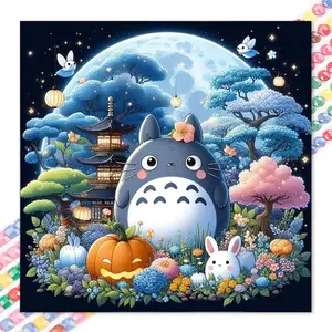 1 set of DIY diamond painting kit, 5D diamond art kit, DIY decor Totoro, pumpkin, full moon mosaic, diamond art, DIY art home decor, Craft.