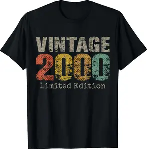 100% Cotton 24 Year Old Gifts Vintage 2000 Limited Edition 24th Birthday T-Shirt