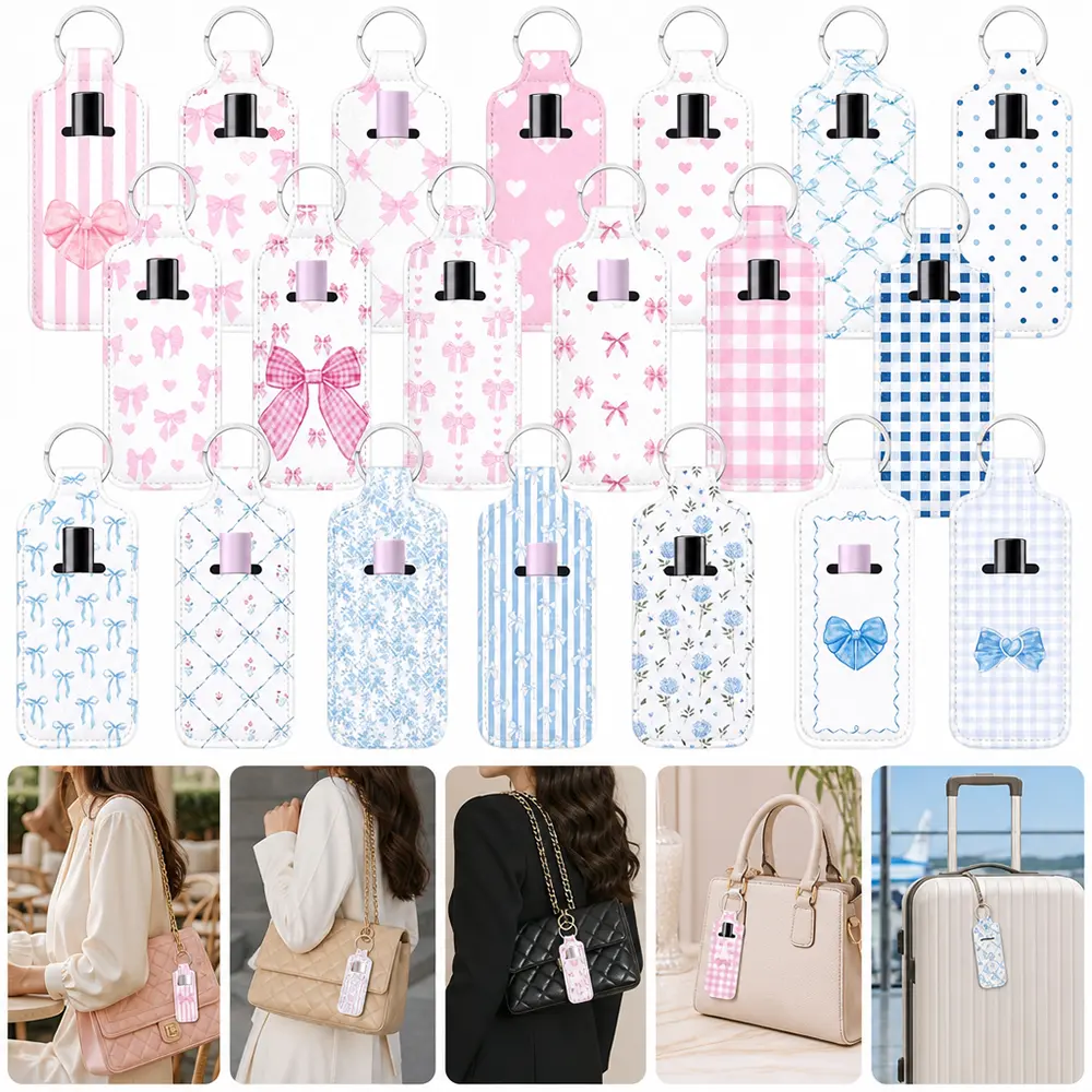 20 piece Cute Pocket Lip Balm Holder Keychain Portable Neoprene Lip Gloss Holder Keychain for Women Lip Gloss Sleeve Pouch