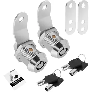 2 Pack 5/8" Keyed Alike Cam Lock with Keys, Zinc Alloy Tool Box Lock Replacement for Cabinet Mailbox RV Storage Door with Manual