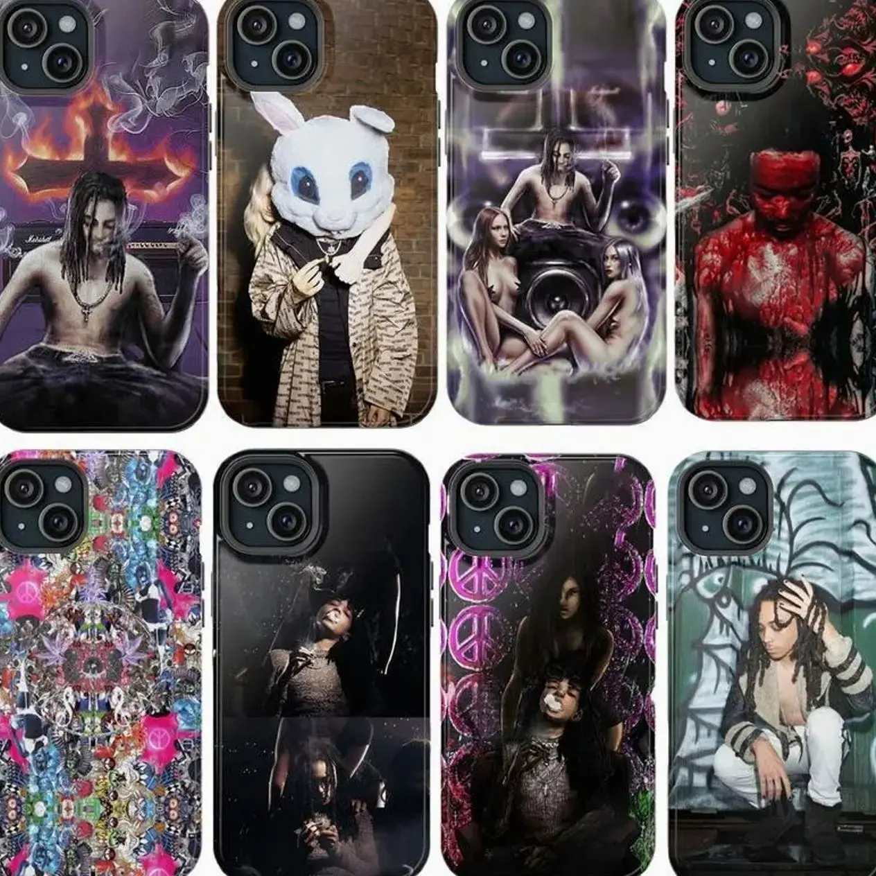 Che Rapper Bonnie Foxy Chica Horror Game Aesthetic Heavy Duty Tough Phone Case Shockproof Drop Protection Durable Hard Cover Trendy Gift for iPhone 11 12 13 14 15 16 17 Pro Max Plus