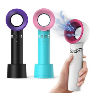 Black Rechargeable USB Bladeless Fan Portable Handheld Cooling Desk Mini Fan