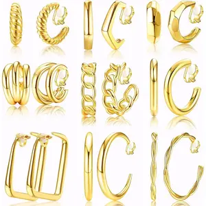 FLORIDECO 9 Pairs Clip On Hoop Earrings for Women Chunky Hoop Earrings Set Clip-on Earrings Non Pierced Earrings Fake Earrings for Women Daily