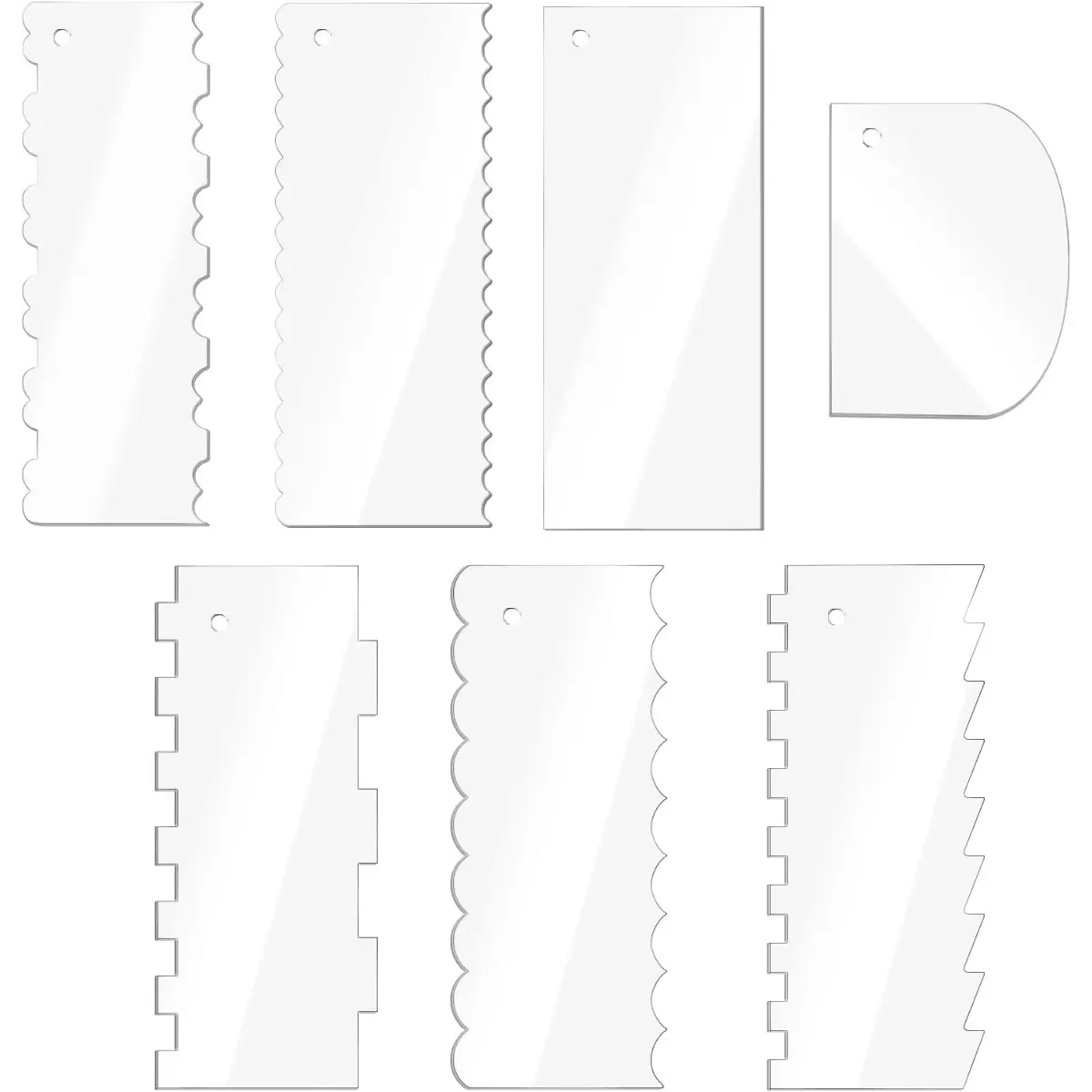 7-piece set of transparent acrylic cake scraper, cake frosting smoothing tool, used for decorating mousse cream cakes