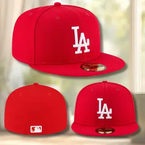 Los Angeles Dodgers Red New Era 59FIFTY Fitted Cap – White LA Embroidered Logo, Flat Brim MLB Baseball Hat, Structured Crown, Premium New Era Style Streetwear for Men & Women