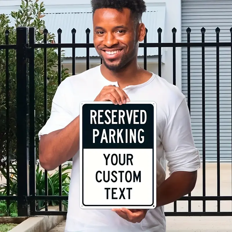 Customizable Vintage-Style Rectangular Iron Metal Reserved Parking Sign - 12x8 inch Personalized Plaque, Durable Weatherproof Maintenance-Free Home Supplies Wall Decor for Home, Bar, No Batteries Needed