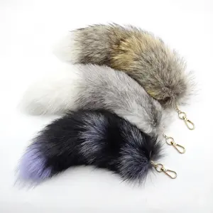 HOLDNEAR Kawaii Gothic Modacrylic Fox Tail Keychain -Fluffy Bag Charm - Aesthetic Anime Cosplay Accessory for Raves & Conventions - Cruelty-Free Fur