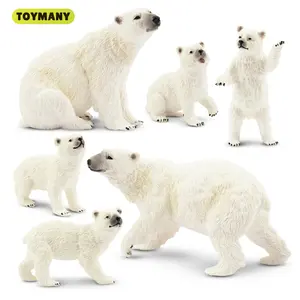 TOYMANY 6PCS Mini Polar Bear Figurines (2-4 in), Realistic Look Arctic Animal Toys with Cubs, Small Plastic Models for Caketoppers, Educational Gifts & Decorations Supplies,summervibes