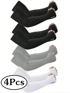 4 pairs of UV sun protection arm sleeves, men's outdoor work cooling compression tattoo cover sleeves, for cycling, fishing, seaside vacation, winter gloves, sleeve covers, arm guards, arm guards, black arm guards, men's gifts4 pairs of UV sun protection
