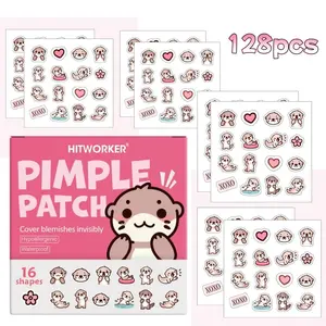 128pcs Cartoon Pimple Stickers, Cover Blemishes Invisibly, Hypoallergenic, Multiple Shapes Available, Makeup Essential, Perfect for Dates and Parties, Single Item Pack