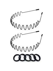 2pcs/set Unisex Metal Headband, Fashion Hair Hoop for Summer Outdoor Sports, Wavy Teeth Design, Stylish, Easy to Wear, Elastic & Anti-slip