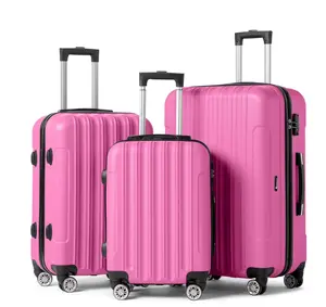 3 Piece Nested Spinner Suitcase Luggage Set With TSA Lock Pink