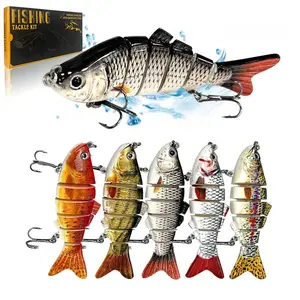 5 counts/set Fishing Lures Set, Artificial Fishing Lure, Multi Segments Jointed Hard Bait 3.9in/0.56oz, Bionic Hard Fishing Bait Suitable for Fresh Water and Saltwater, Sinking Lifelike Swimbait Outdoor Fishing Equipment, Fishing Gear