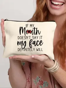 Letter Pattern Makeup Bag, Zipper Makeup Bag, Multi-purpose Makeup Travel Bag, Cosmetic Box, Gift for Friends