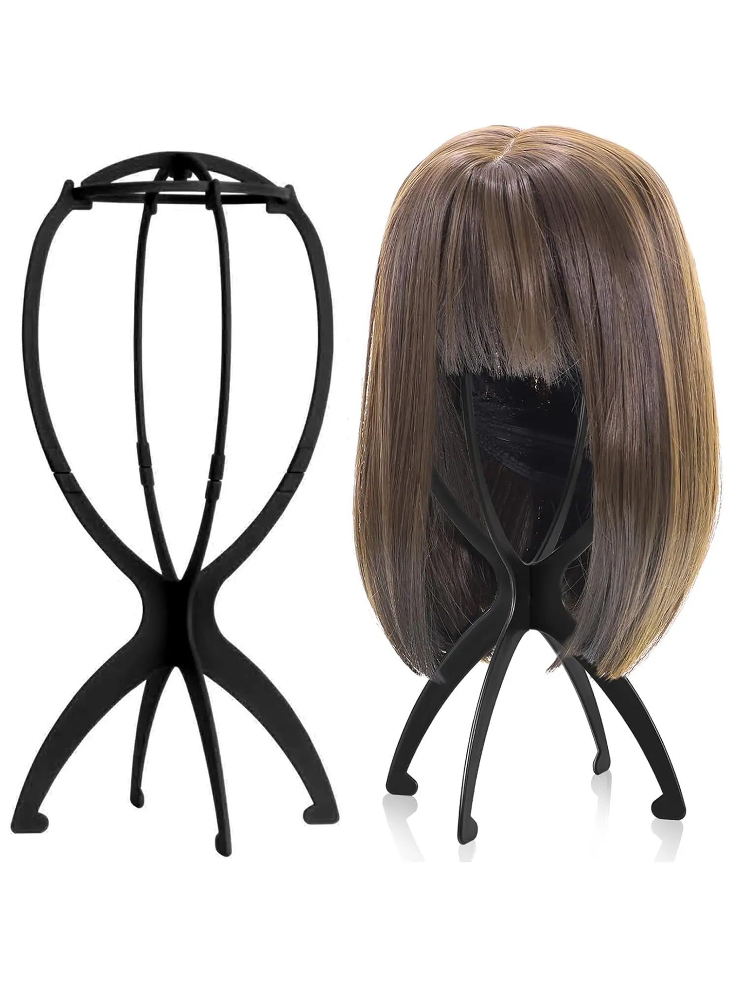 1/2/4 Pcs Black Hollow Hanging Wig Stand Detachable Collapsible Lightweight Sturdy Portable Wig Hanger for Travel Drying Styling Display All Wigs Hair Product Plastics Hangers Hanging Accessory